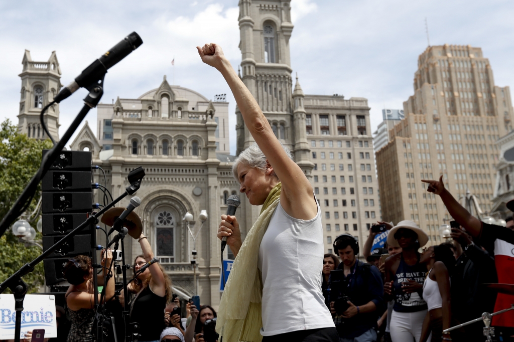 APTOPIX DEM 2016 Philadelphia-2 Dr. Jill Stein presumptive Green Party presidential nominee speaks at a rally in Philadelphia Tuesday