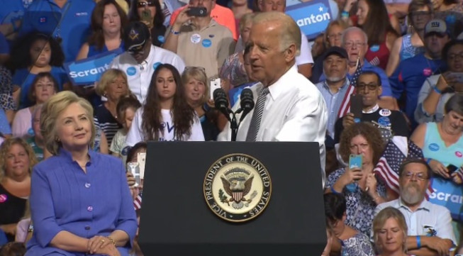 Biden Fires Broadside At Trump In First Campaign Rally With Clinton