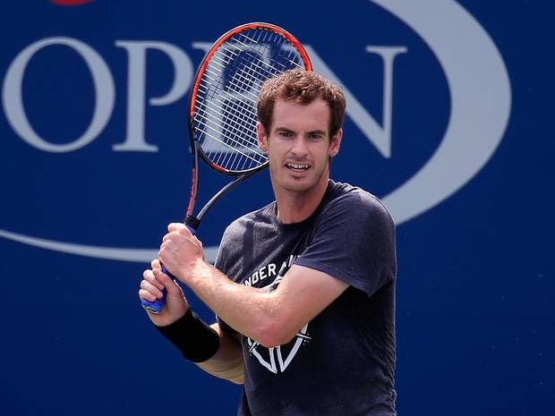 Big hit Andy Murray trains ahead of the beginning of his US Open bid at Flushing Meadows where he will meet old rival Lukas Rosol in the first round