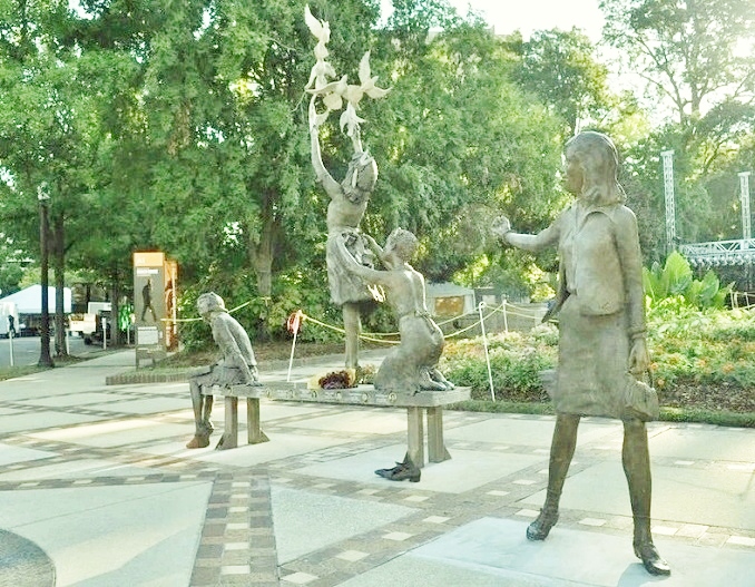 The'Four Spirits' designed by Elizabeth MacQueen was unveiled at Kelly Ingram Park in September 2013. The statue depicts the four victims of the 16th Street Baptist Church bombing