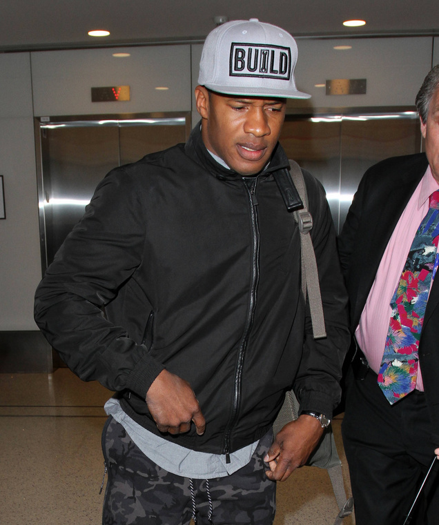 Nate Parker arrives at Los Angeles International Airport