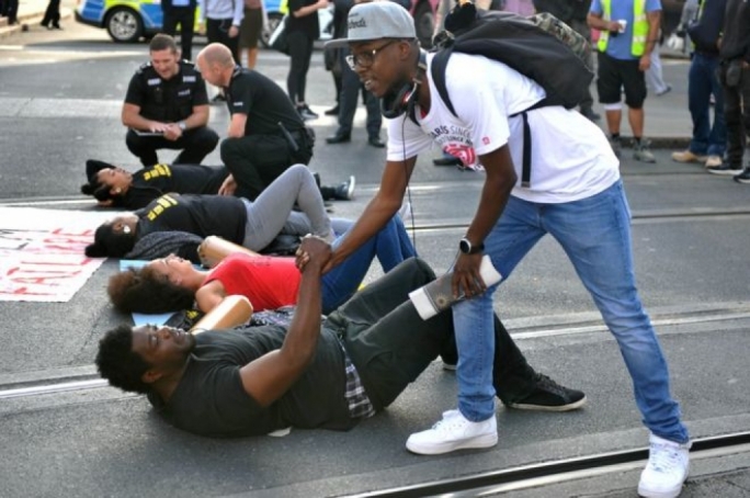 Black Lives Matter activists protest outside Nottingham Theatre Royal