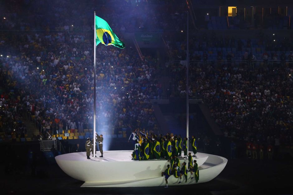 Brazilian flag is raised