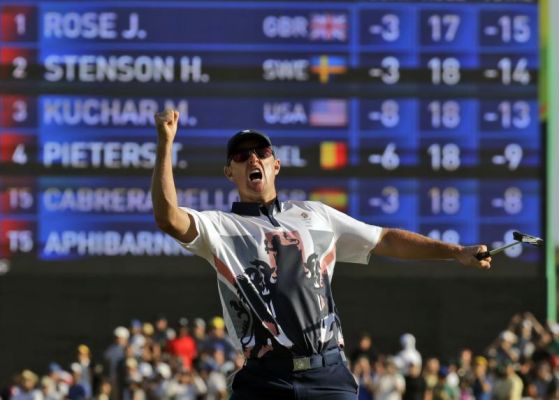 Justin Rose of Great Britain wins the gold