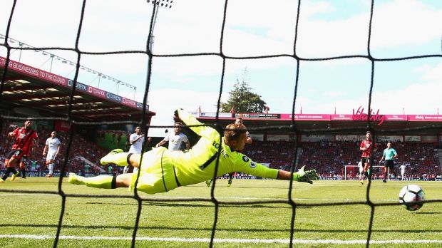 Bournemouth keeper Artur Boruc fails to stop Zlatan Ibrahimovic from scoring on his Premier League debut