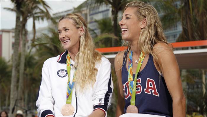 Beach volleyball duo Kerri Walsh Jennings and April Ross