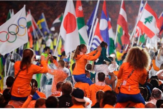 Athletes from the Netherlands parade during the closing ceremony for the Summer Olympics in Rio de Janeiro Brazil Sunday Aug. 21 2016