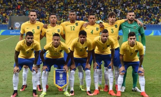 Brazil team before their match vs Colombia. | Image credit Getty Images