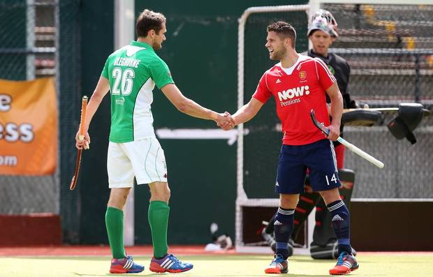 Brothers Mark Gleghorne and Paul Gleghorne shake hands