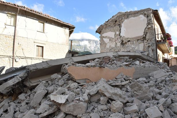 Buildings damaged by the earthquake