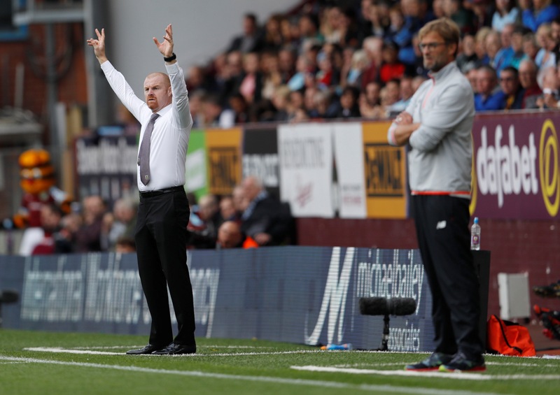 Burnley manager Sean Dyche and Liverpool manager Juergen Klopp. Reuters  Lee Smith