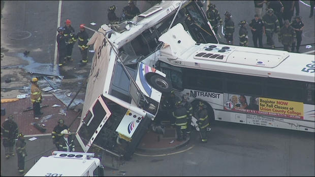 NJ Transit Buses Collide in Horrific T Bone Crash in Newark