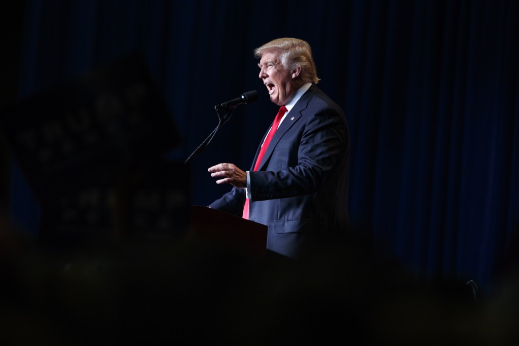 Republican presidential candidate Donald Trump speaks during a campaign rally Friday Aug. 5 2016 in Green Bay Wis