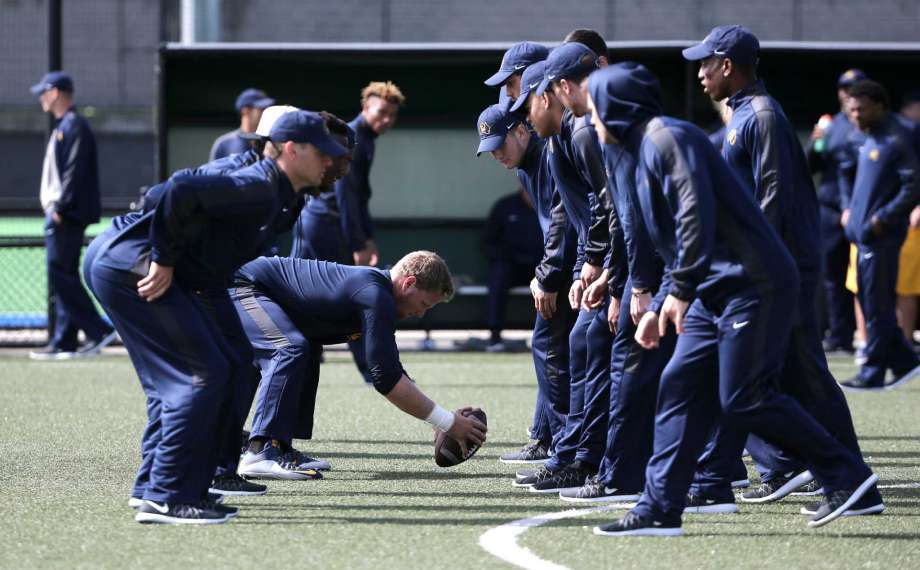 Cal Bears players practice during a training session at a field in Sydney Thursday Aug. 25 2016. Cal will play Hawaii in the first college football game of the 2016 season at the College Football Sydney Cup on Saturday Aug. 27 2016