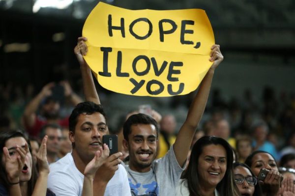 A fan of United States goalkeeper Hope Solo