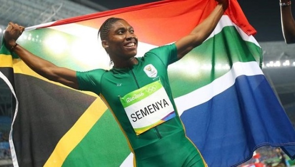 Caster Semenya of South Africa celebrates winning the gold medal