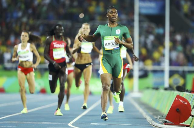 Caster Semenya ran a personal best time of 1:55.28 in the 800 metres final