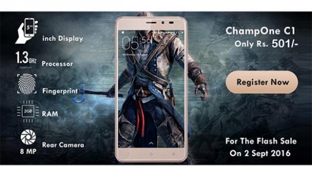 ChampOne C1 4G with 2GB RAM and Fingerprint Scanner will be Available for Rs 501* ($7.5)