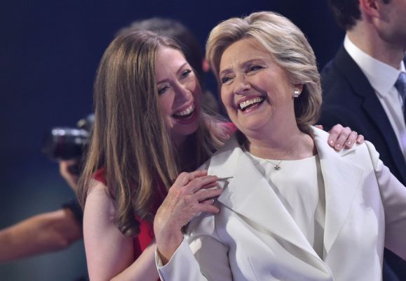 Democratic presidential nominee Hillary Clinton and her daughter