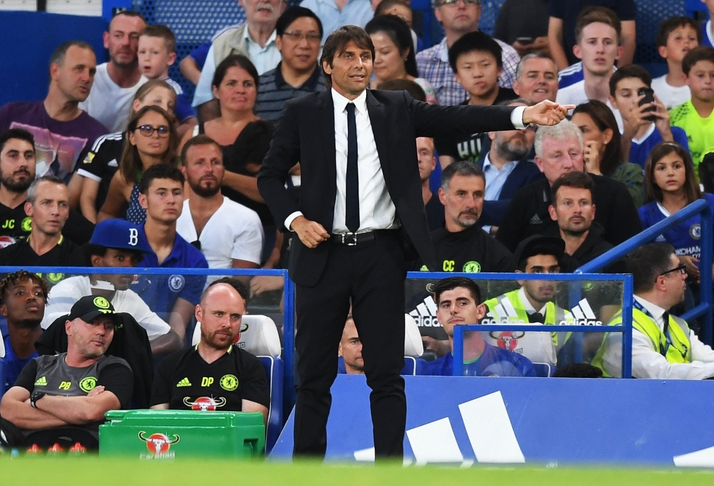 LONDON ENGLAND- AUGUST 23 Antonio Conte Manager of Chelsea looks on during the EFL Cup second round match between Chelsea and Bristol Rovers at Stamford Bridge