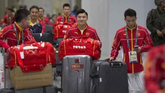 China's team arrives at Rio de Janeiro International Airport to compete at the 2016 Summer Olympics