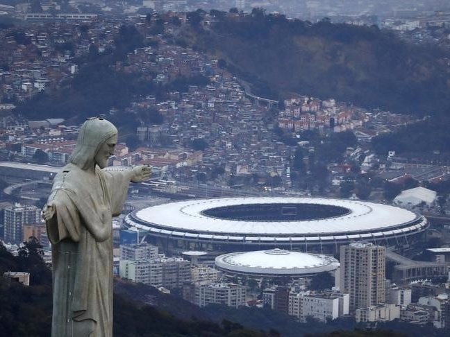 Christ the Redeemer during sunrise in Rio de Janeiro Brazil