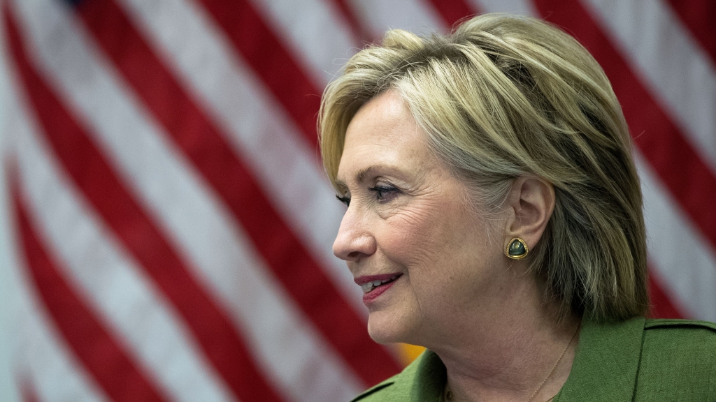 Democratic presidential candidate Hillary Clinton delivers opening remarks during a meeting with law enforcement officials at the John Jay College of Criminal Justice