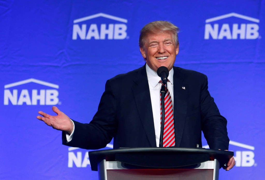 MIAMI AUG 11- Republican U.S. presidential nominee Donald Trump speaks at the National Association of Home Builders event at the Fontainebleau Miami Beach in Miami Florida