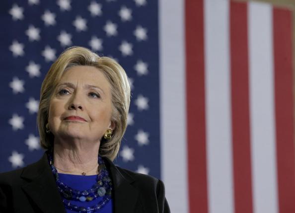 U.S. Democratic presidential candidate Hillary Clinton listens to her introduction at a campaign event in Milwaukee Wisconsin United States