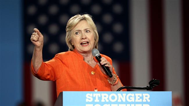 US Democratic presidential candidate Hillary Clinton addresses supporters during a rally at the Osceola Heritage Park in Kissimmee Florida