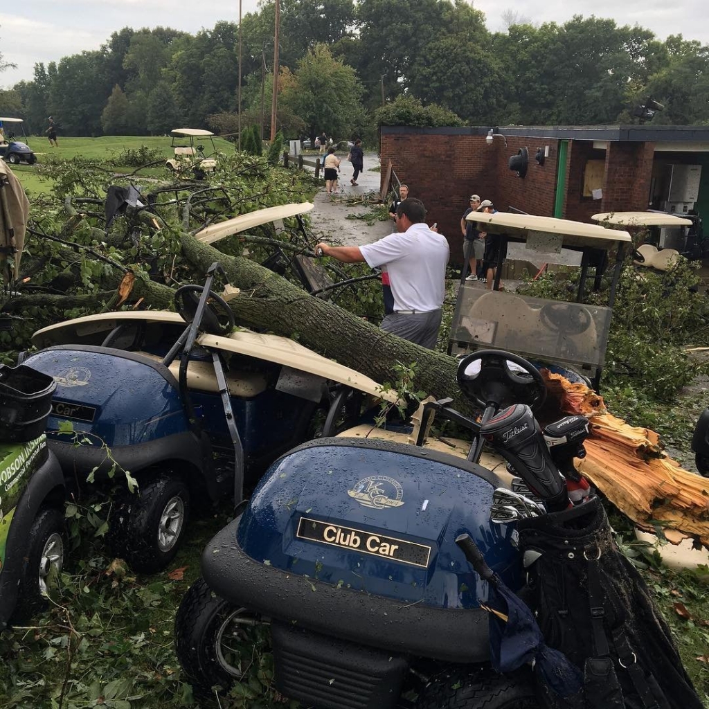 Cody Earlywine took this image showing the damage on the country club right by his house after the storm hit his neighborhood in Kokomo Indiana