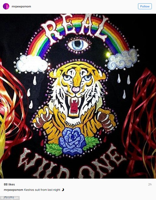 Colourful The 29-year-old's jacket in question featured an embroidered tiger and rainbow