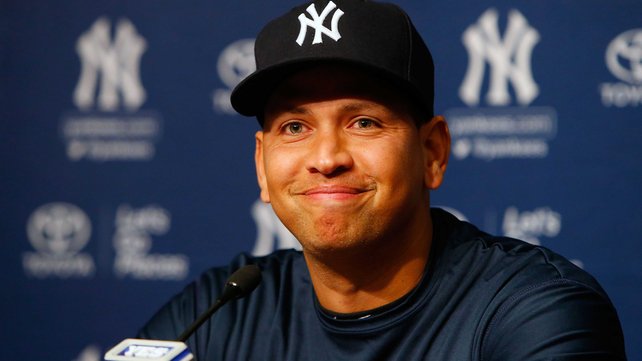 Alex Rodriguez announcing his retirement at Yankee Stadium this morning