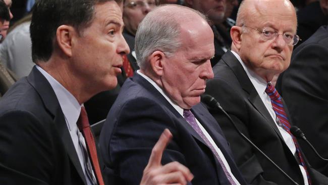 FBI Director James Comey CIA Director John Brennan and Director of National Intelligence James Clapper testify about'World Wide Cyber Threats during an open hearing in the US Congress