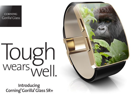 Corning Gorilla Glass SR+ is a tough, scratch-resistant material for smartwatches and wearables