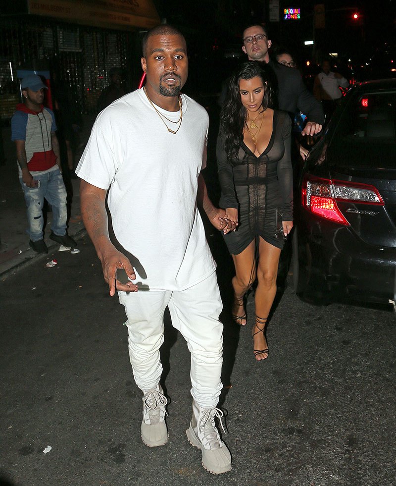 Kim Kardashian and Kayne West leave Pasquale Jones after hanging out with Swizz Beatz Alicia Keys Jay-Z Beyonce P. Diddy and Cassie after the VMA’s in New York City