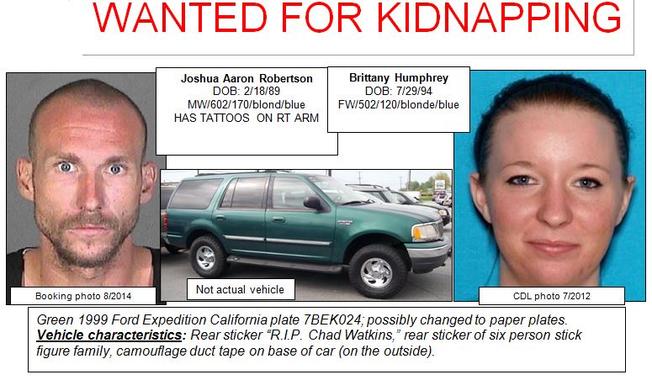 Manhunt for couple on the run with three kidnapped kids