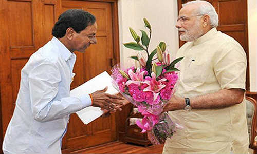 KCR seeks Modi's love blessing for Telangana