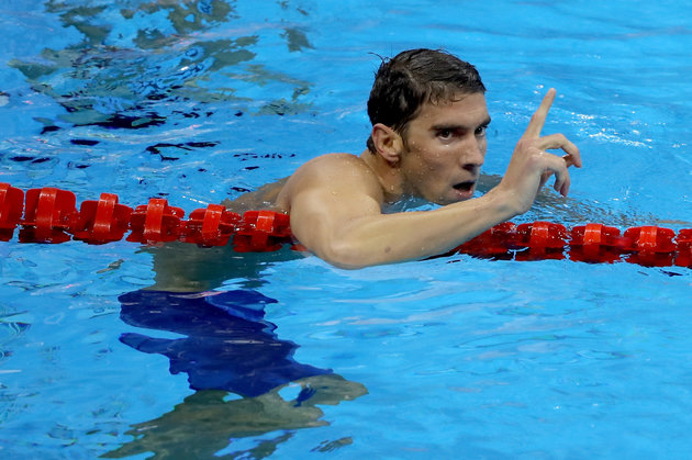 Credit Al Bello  Getty Images
Phelps celebrates after winning the 200m individual medley in Rio