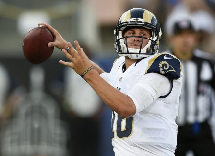 Aug 13 2016 Los Angeles CA USA Los Angeles Rams quarterback Jared Goff passes the ball against the Dallas Cowboys during the second quarter at Los Angeles Memorial Coliseum. Mandatory Credit Kelvin Kuo-USA TODAY Sports