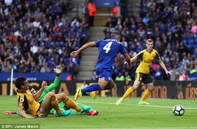 Danny Drinkwater was challenged by Arsenal's Laurent Koscielny in the box on Saturday