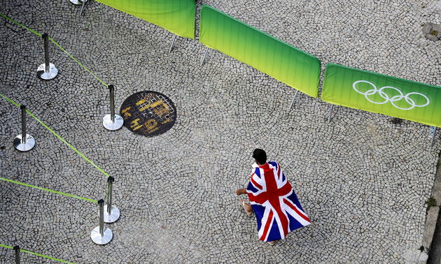 David Goldman  ASSOCIATED PRESS
A spectator wearing the flag of Great Britain