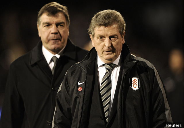 Fulham's manager Roy Hodgson and Blackburn Rovers manager Sam Allardyce