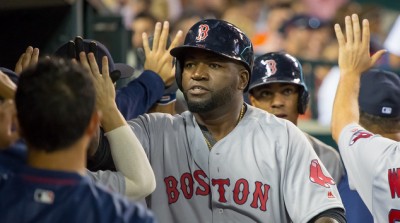 David Ortiz is congratulated after blasting a two-run homer against the Tigers on Saturday