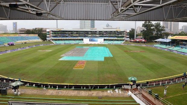 Wet areas on the outer edge of the Kingsmead ground delayed the start of day three of the first test between South