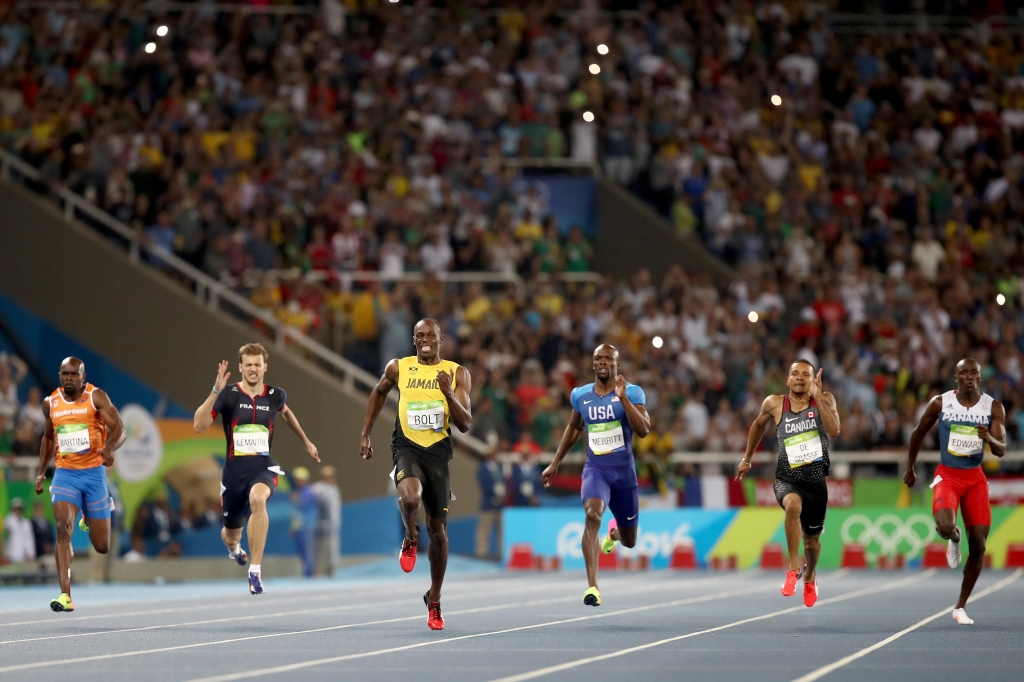 RIO DE JANEIRO BRAZIL- AUGUST 18 Usain Bolt of Jamaica competes on his way to winning the Men's 200m Final on Day 13 of the Rio 2016 Olympic Games at the Olympic Stadium