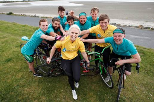 Deliveroo riders and the company's country manager Oliver Dewhurst, show their support for Olympic track cycling hopeful Shannon McCurley. The Rio contestant shared her expert tips on nutrition fitness road safety and bike maintenance