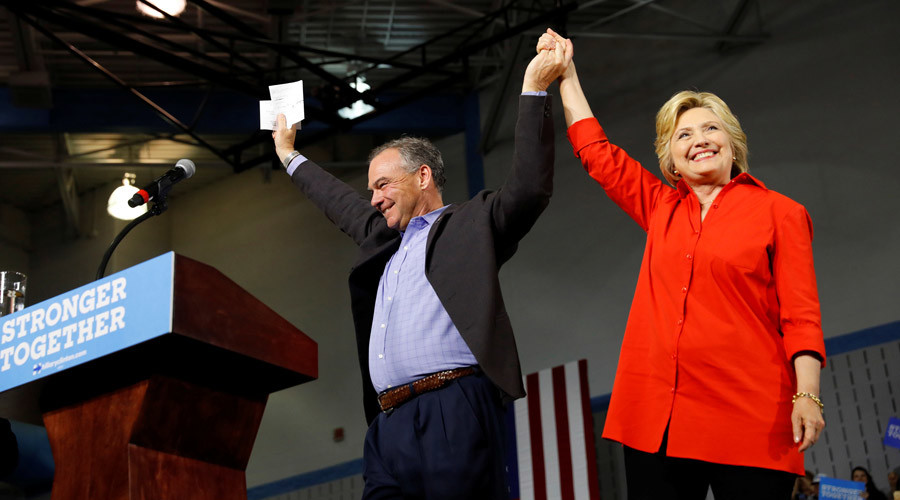 Democratic U.S. presidential candidate Hillary Clinton campaigns with vice presidential candidate Senator Tim Kaine