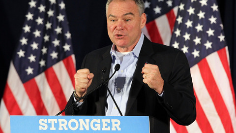 Democratic vice-presidential candidate Senator Tim Kaine. Too nice to fight