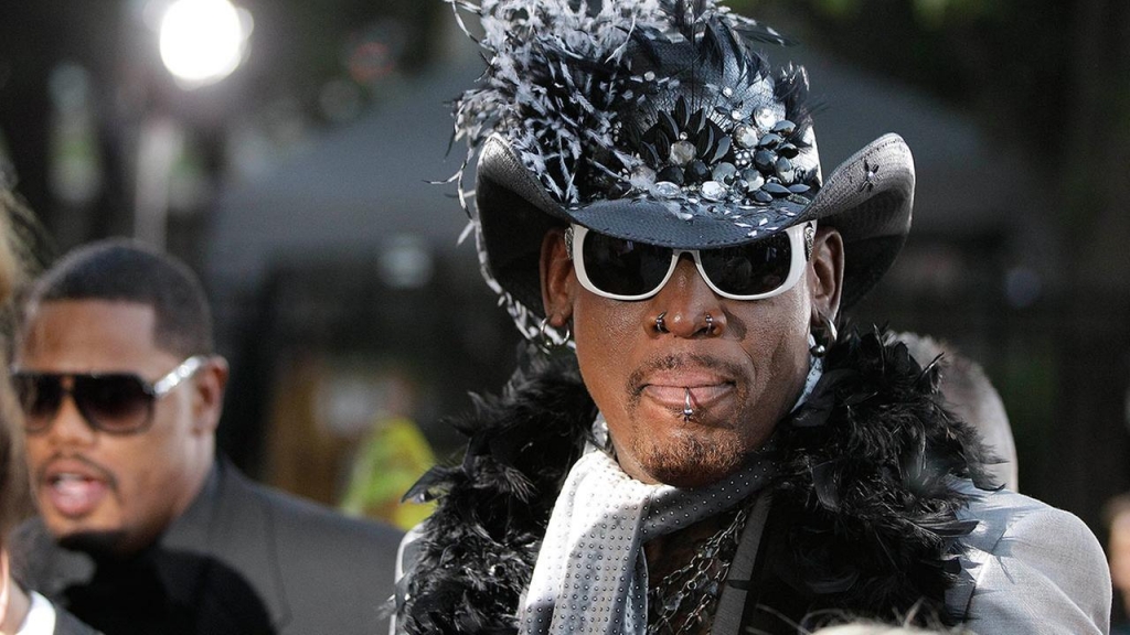 Former Chicago Bulls forward Dennis Rodman arrives at the Basketball Hall of Fame enshrinement ceremony in Springfield Mass. on Friday night Aug. 12 2011